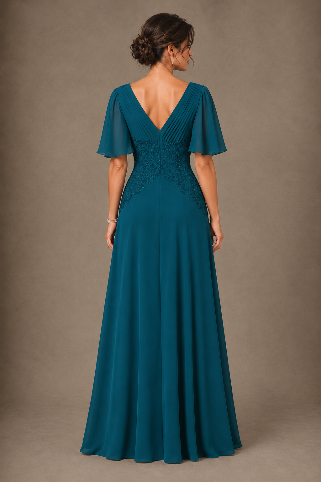 A-Line Chiffon Mother of the Bride Dress with Applique