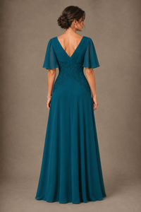 A-Line Chiffon Mother of the Bride Dress with Applique