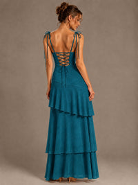 Spaghetti Strap Tiered Ruffles Chiffon Prom Dress