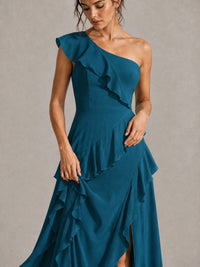 Sage Green One Shoulder Ruffle Bridesmaid Dress