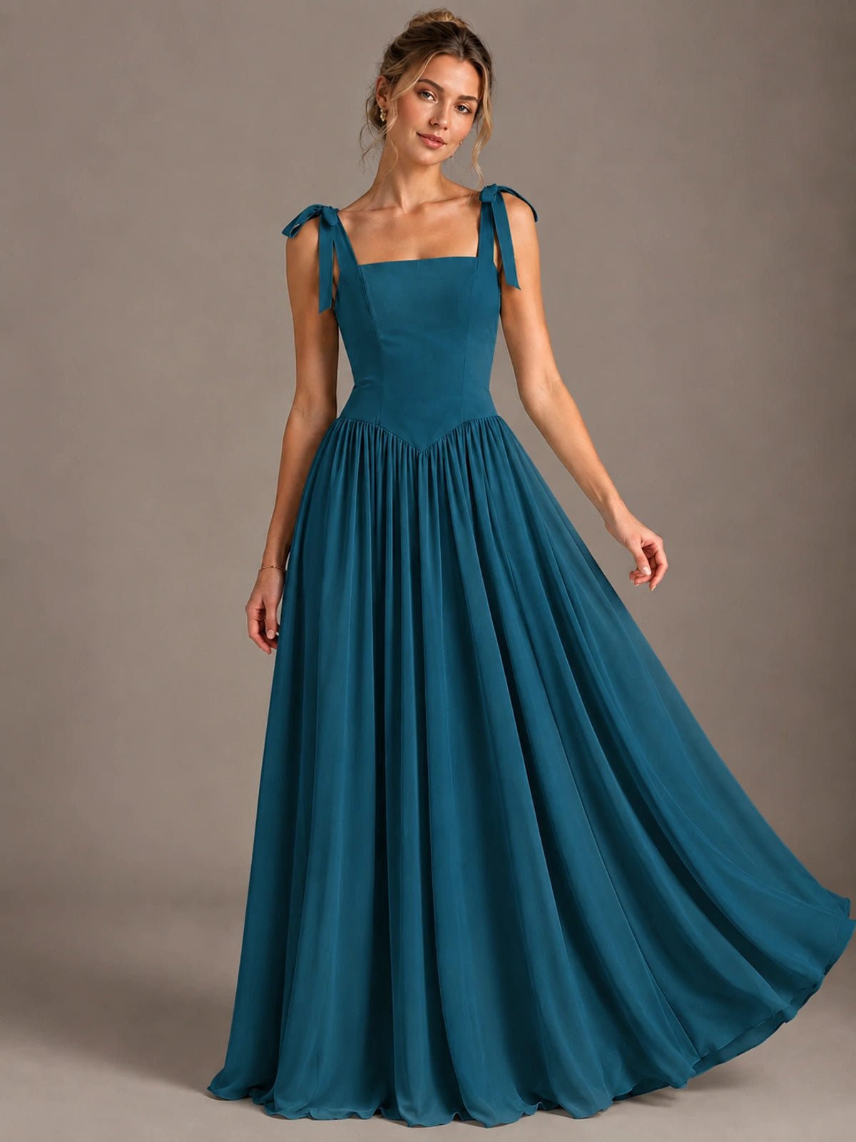 Square Neck A-Line Maxi Dress