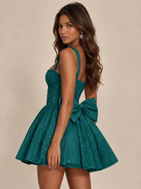 Sweetheart Glitter Tulle Puffy Mini Dress with Bow