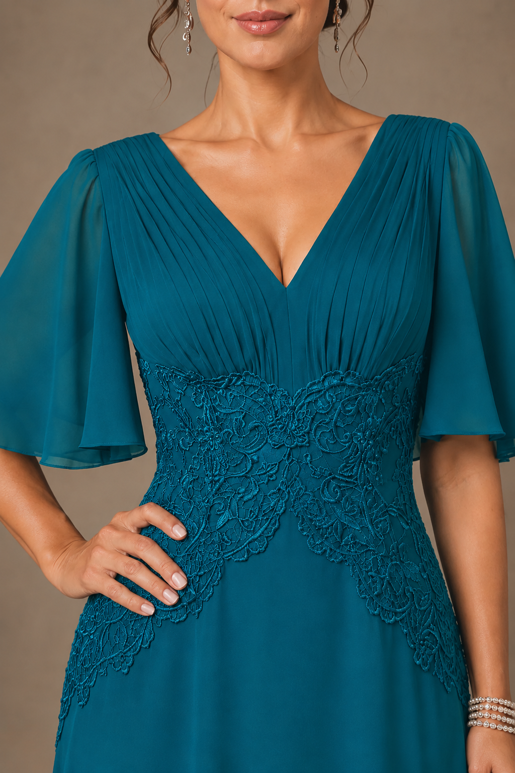 A-Line Chiffon Mother of the Bride Dress with Applique