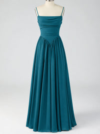 Spaghetti Strap Ruched Chiffon Maxi Dress with Backless