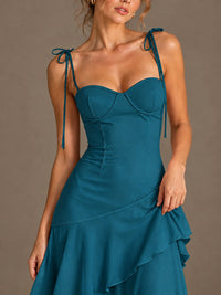Spaghetti Strap Tiered Ruffles Chiffon Prom Dress