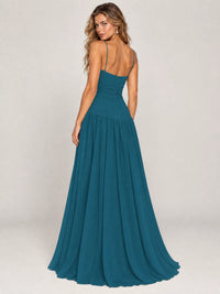 Butter Yellow Ruched Spaghetti Strap Drop-Waist Prom Dress