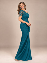 One Shoulder Chiffon Mother of The Bride Dress