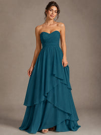 Strapless Ruffle A-Line Maxi Dress