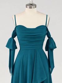 A-Line Ruffles Chiffon Bridesmaid Dress with Slit
