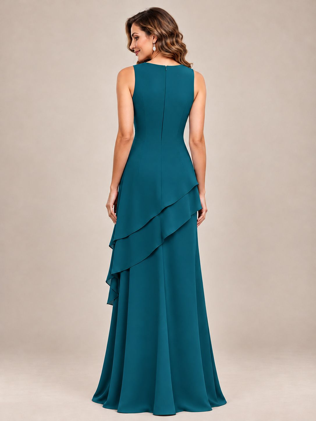 Dusty Blue Two-Piece Chiffon Mother of the Bride Dress with Jacket