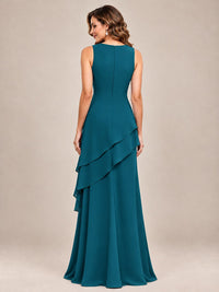 Dusty Blue Two-Piece Chiffon Mother of the Bride Dress with Jacket