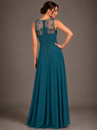A-line 2 Pieces Chiffon Appliques Mother of The Bride Dresses with Jackets
