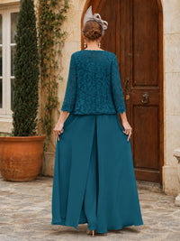 Elegant 3-Piece Chiffon Mother of the Bride Pantsuit with Floral Applique Jacket