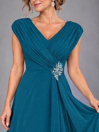 Cap Sleeve Chiffon A-Line Mother of the Bride Dress