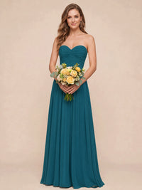Strapless Pleated Chiffon A-Line Bridesmaid Dress