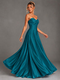 Sweetheart Neck Strapless Satin A-Line Prom Dress