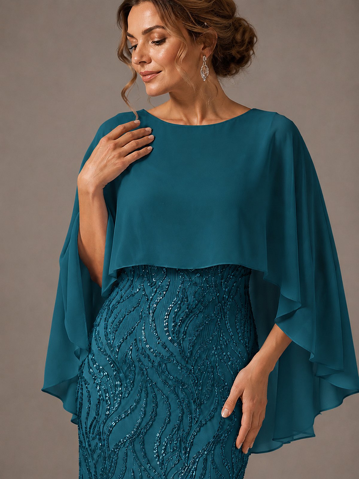 Light Blue Sequin 2 Pieces Mother of the Bride Dress