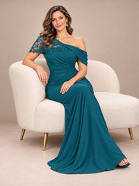 One Shoulder Chiffon Mother of The Bride Dress