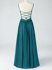 Spaghetti Strap Ruched Chiffon Maxi Dress with Backless