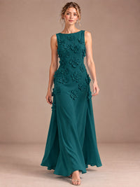 3D Floral Applique Sleeveless Formal Maxi Dress