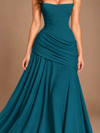 Butter Yellow Square Neck Ruched A-Line Prom Dress