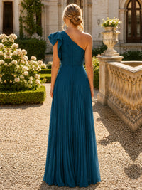 One Shoulder Pleated Chiffon A-Line Floor-Length Bridesmaid Dress