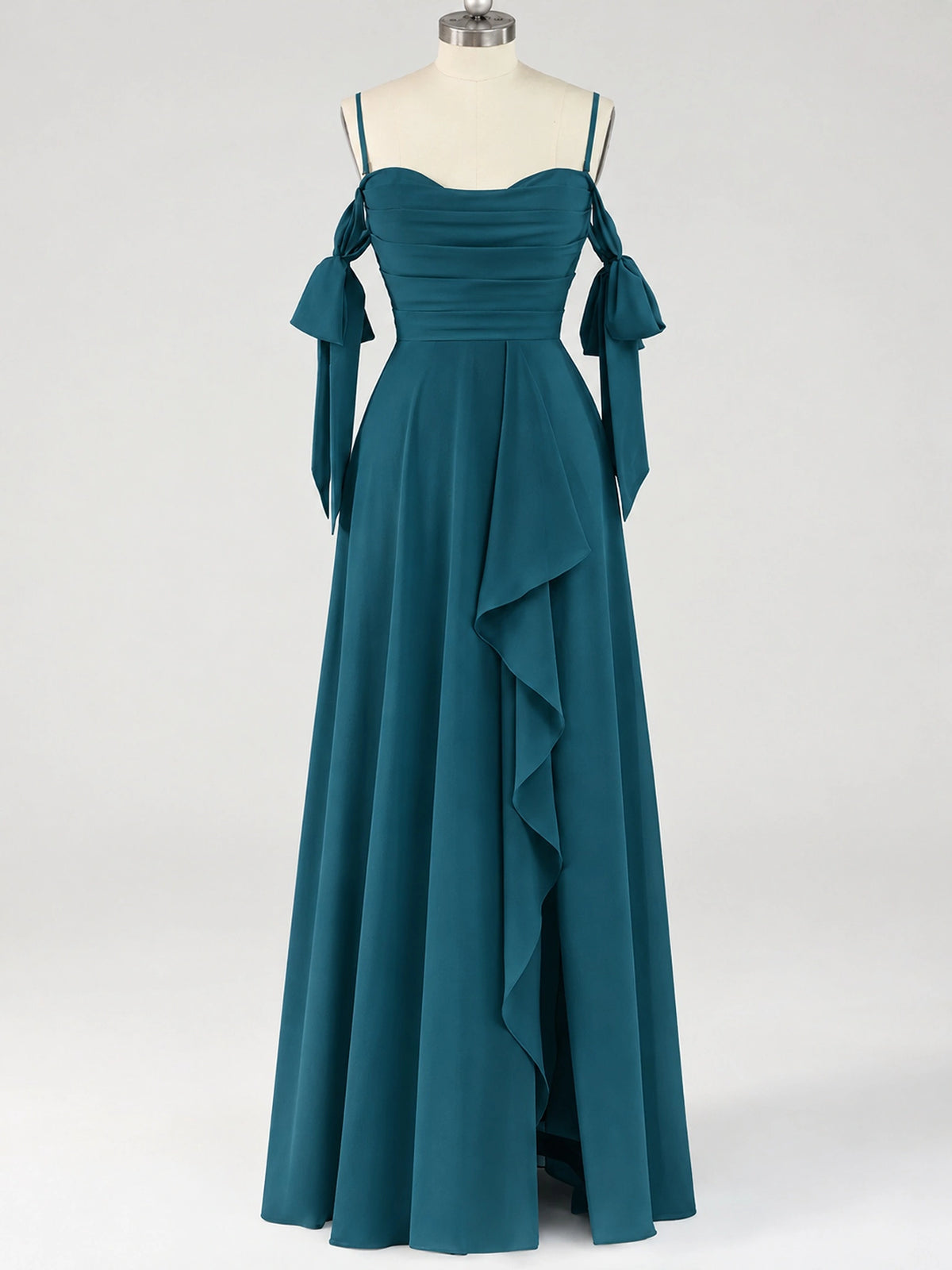A-Line Ruffles Chiffon Bridesmaid Dress with Slit