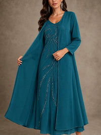 Sequin Chiffon Mother of the Bride Dress with Jacket