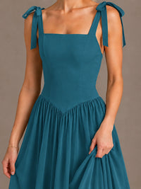 Square Neck A-Line Maxi Dress