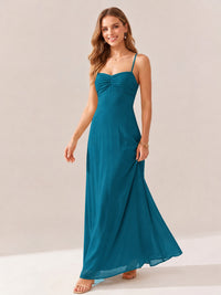 JOVELLEE Yellow Sweetheart Ruched Bust Chiffon Maxi Dress