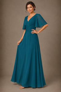 A-Line Chiffon Mother of the Bride Dress with Applique