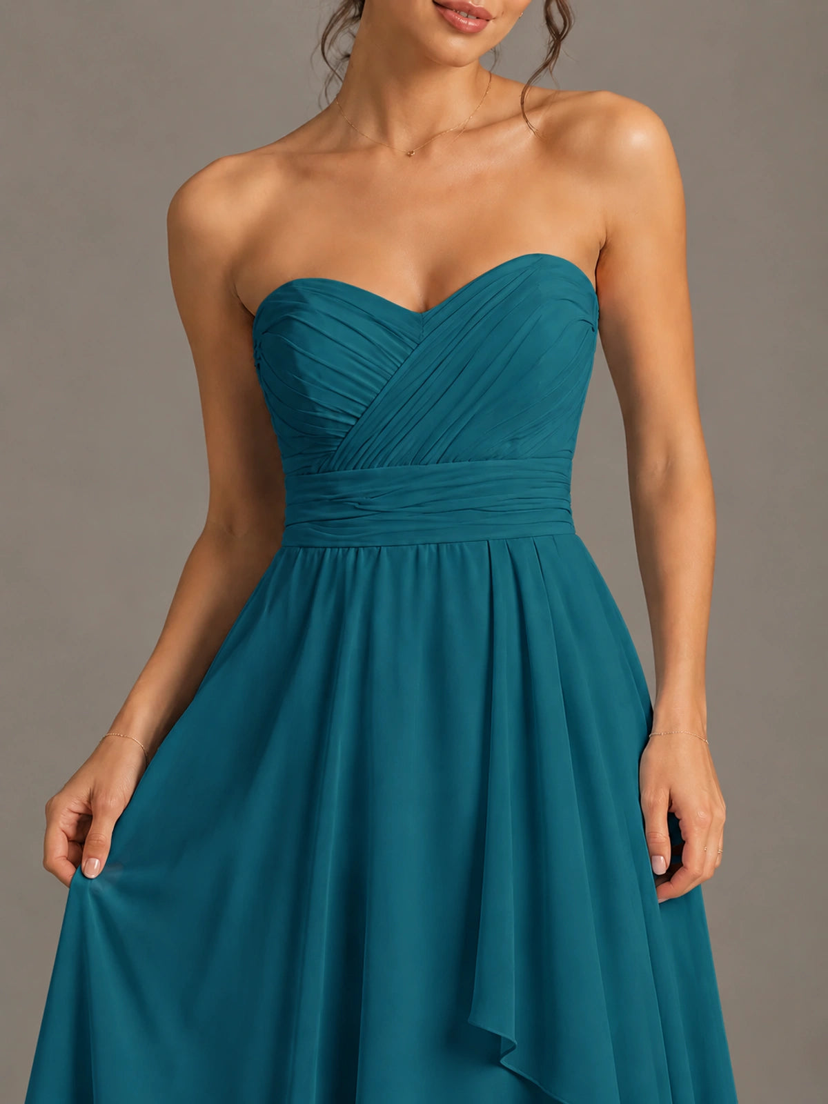 Strapless Ruffle A-Line Maxi Dress