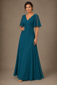 A-Line Chiffon Mother of the Bride Dress with Applique