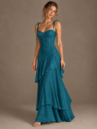 Spaghetti Strap Tiered Ruffles Chiffon Prom Dress