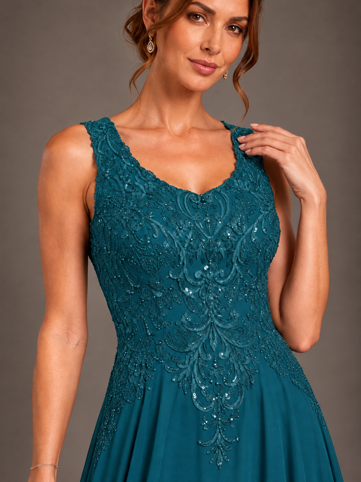 A-line 2 Pieces Chiffon Appliques Mother of The Bride Dresses with Jackets