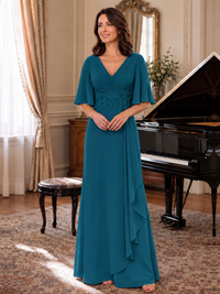 V-Neck Chiffon Lace Mother of the Bride Dresses