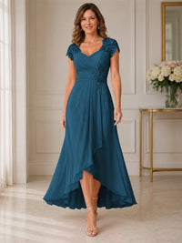 Chiffon Mother of the Bride & Groom Dress with Applique and Sequins