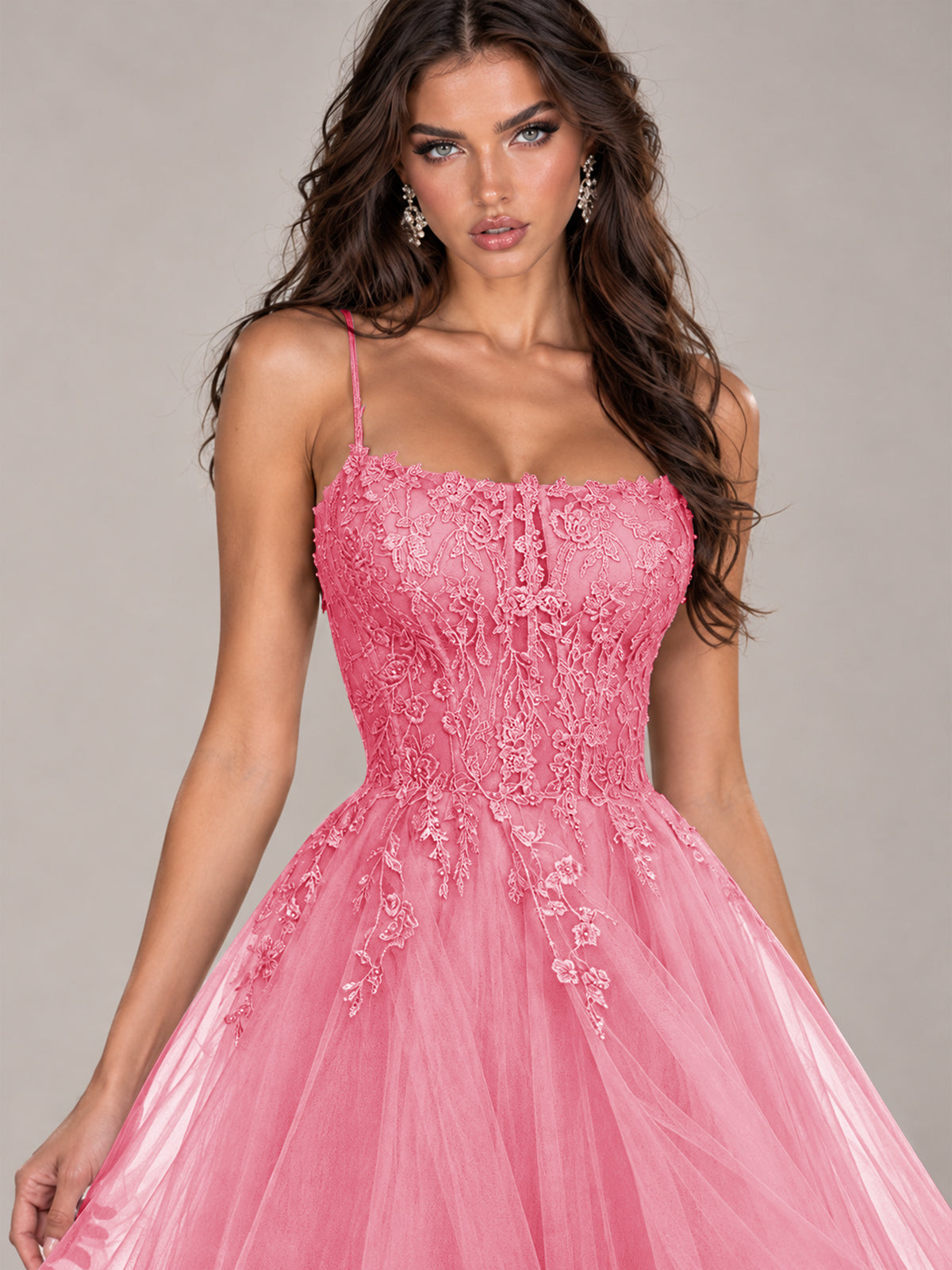 Lace Corset Ball Gown Prom Dress with Cascading Tulle Ruffles