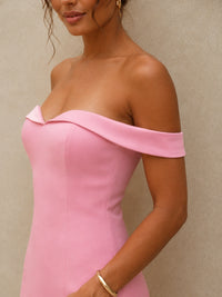 Pink Off Shoulder Homecoming Mini Dress