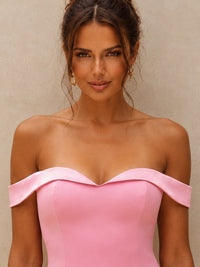 Pink Off Shoulder Homecoming Mini Dress