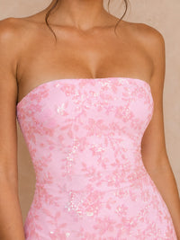 Pink Sequin Strapless Bodycon Short Homecoming Dress