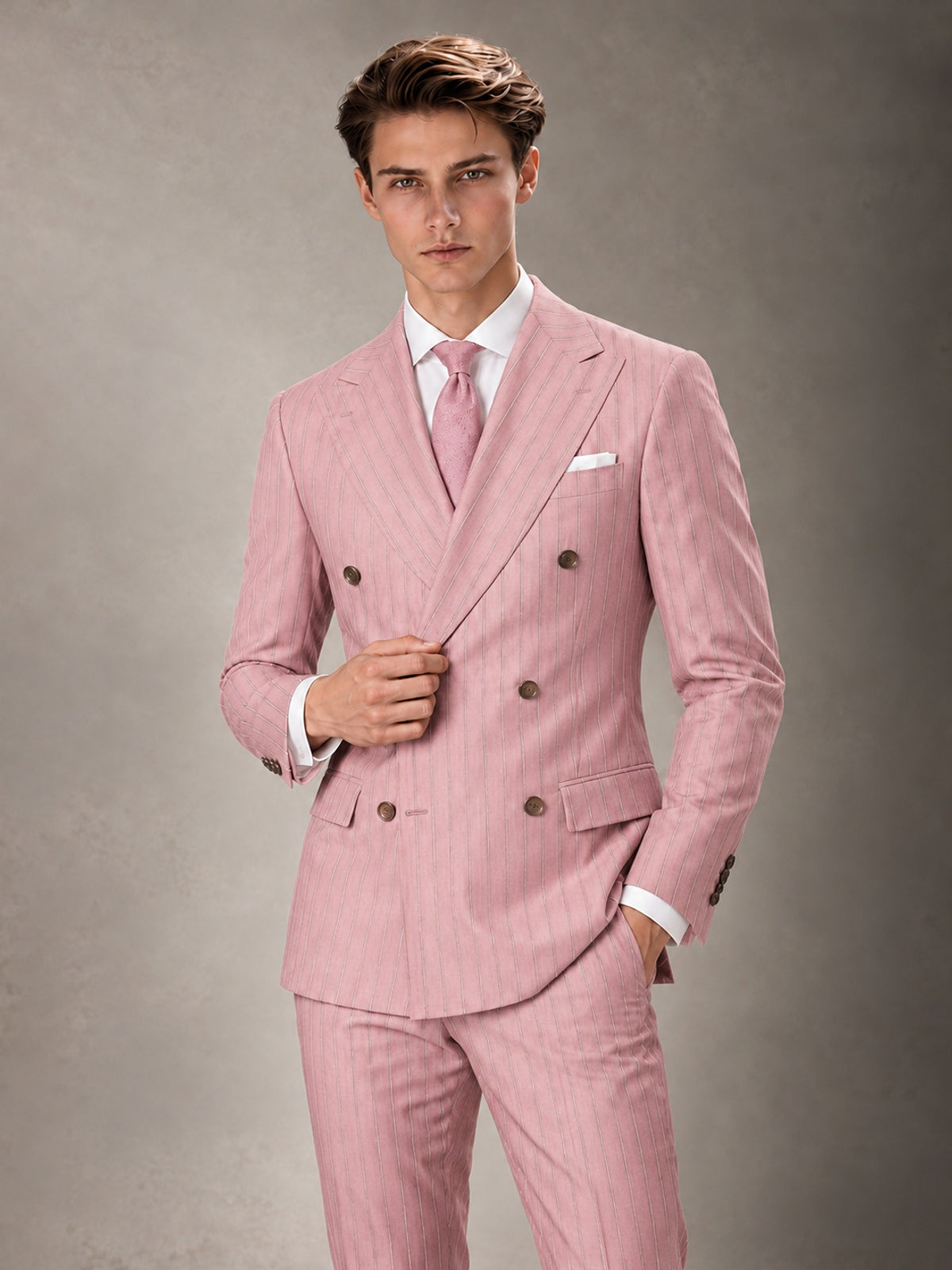 Double Breasted Pinstripe Men's Suit 2 Piece (Jacket & Pants) for Wedding & Formal Prom