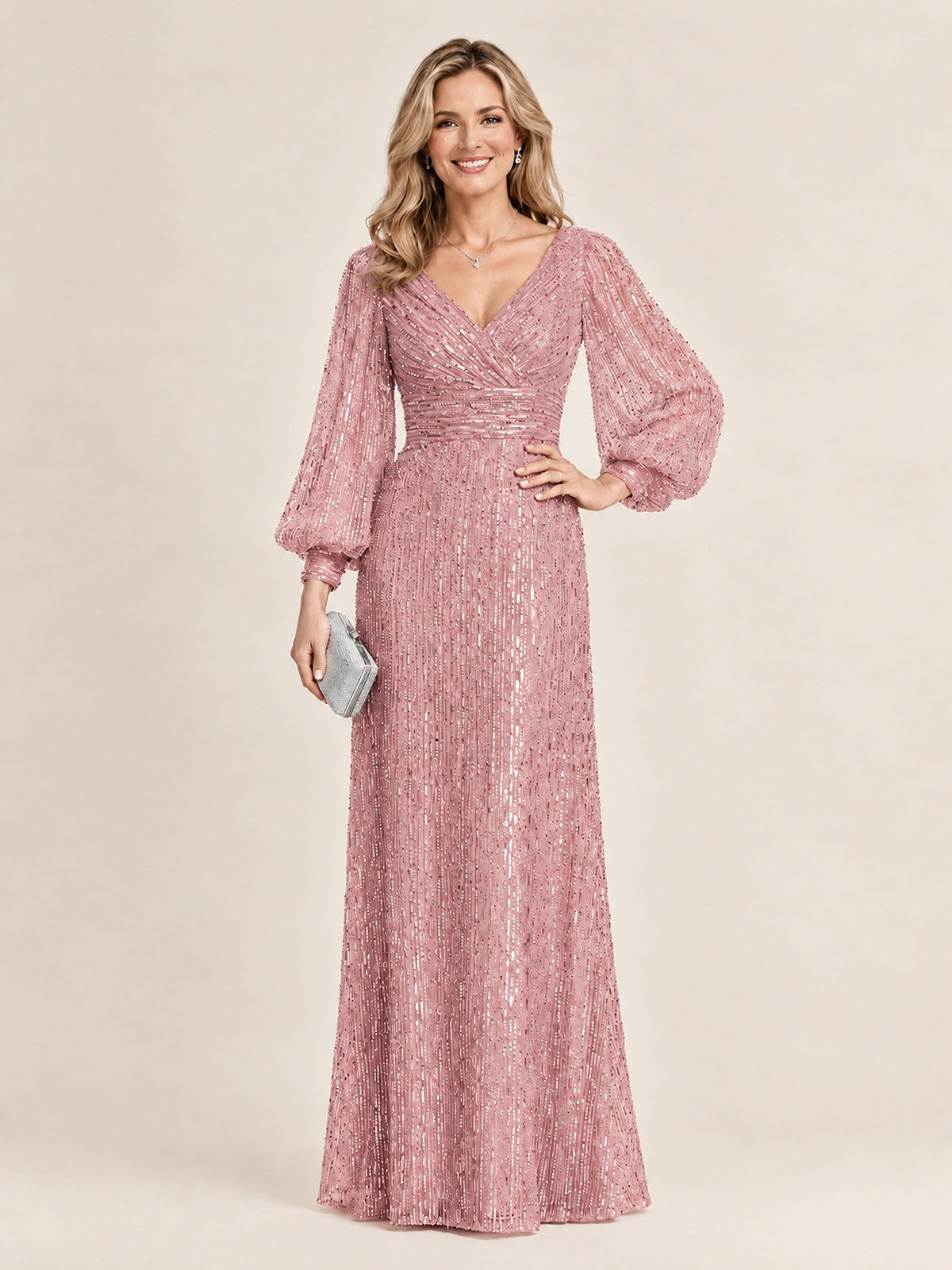 Sparkle Sequin Mother of The Bride Dresses with Long Sleeves