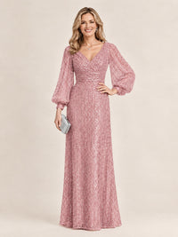 Sparkle Sequin Mother of The Bride Dresses with Long Sleeves