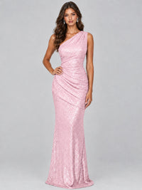 Sequin Mermaid One Shoulder Prom Dress Long formal Gown