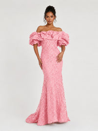 Sequin Off-Shoulder Ruffle Mermaid Prom Dress