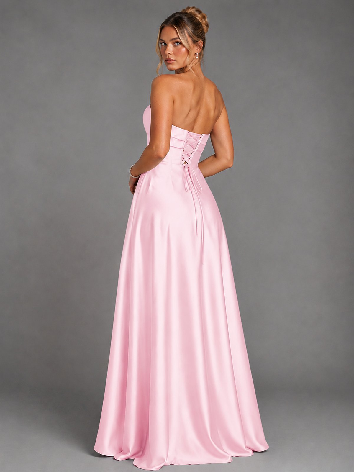 Sweetheart Neck Strapless Satin A-Line Prom Dress