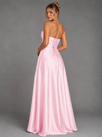 Sweetheart Neck Strapless Satin A-Line Prom Dress