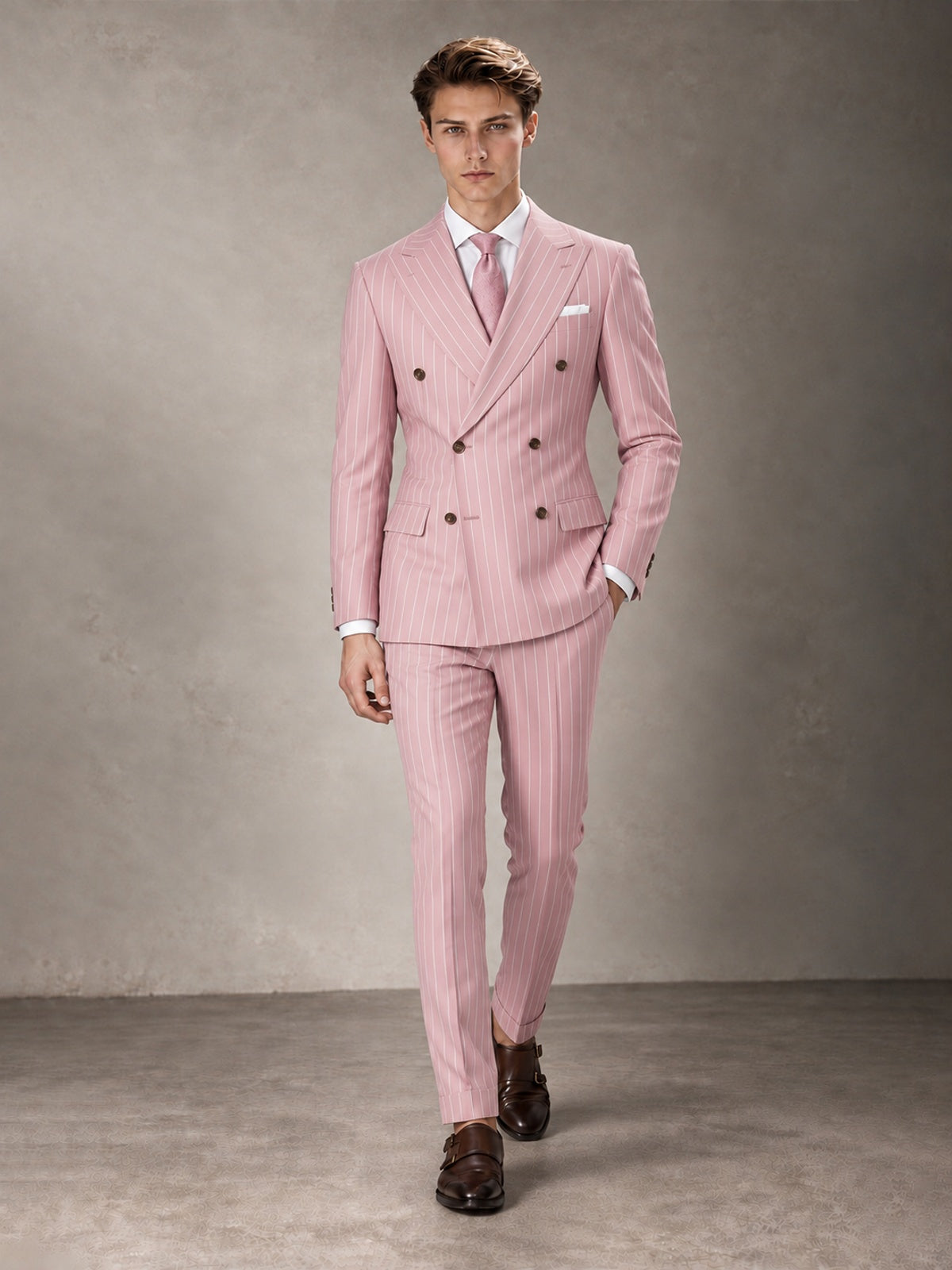 Double Breasted Pinstripe Men's Suit 2 Piece (Jacket & Pants) for Wedding & Formal Prom