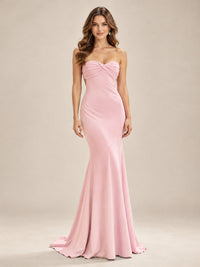 Light Blue Strapless Sweetheart Mermaid Prom Dress with Pleated Bodice